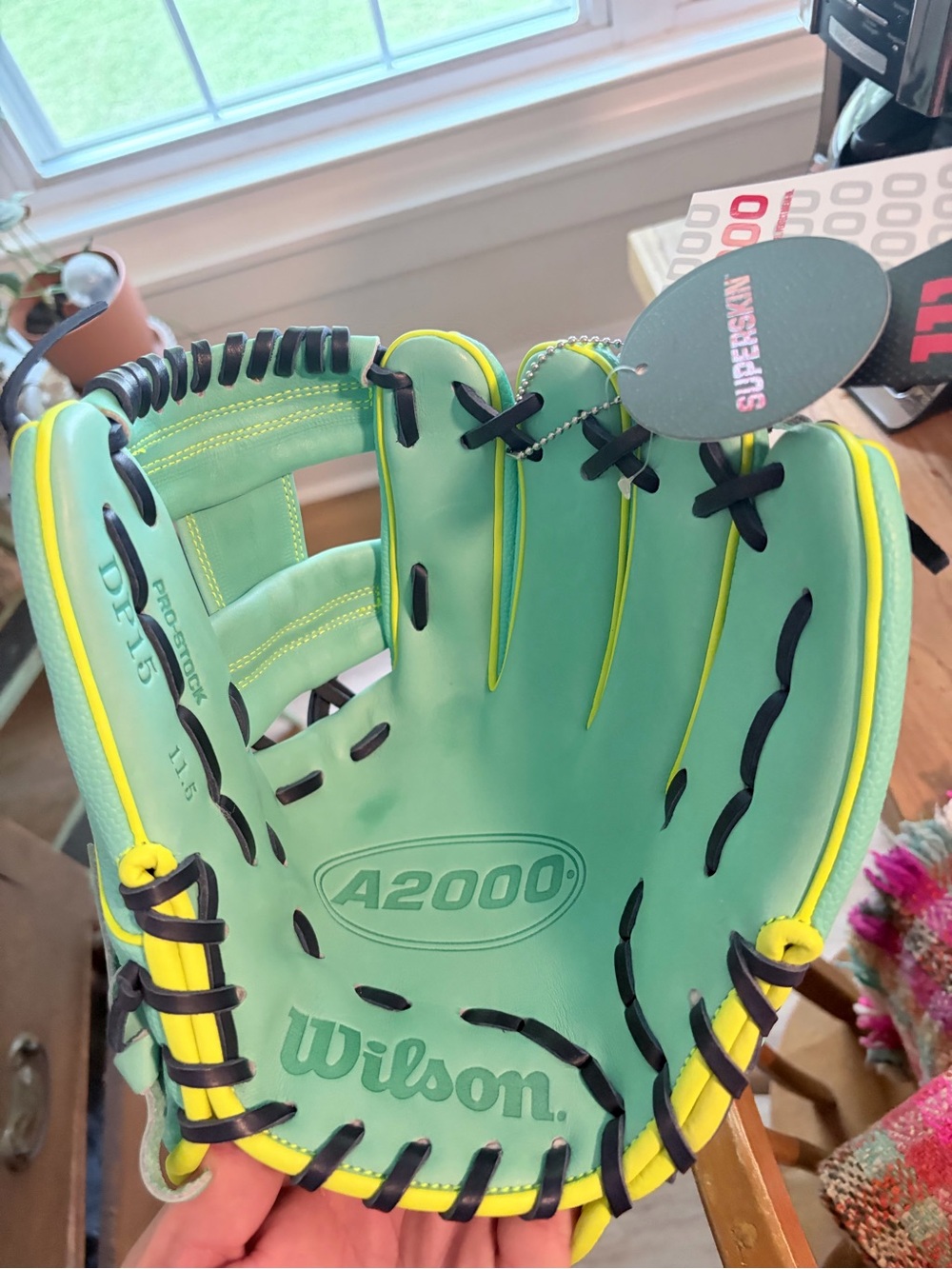 Wilson A2000 Mint Green and Yellow Youth Baseball Glove RHT 11.5